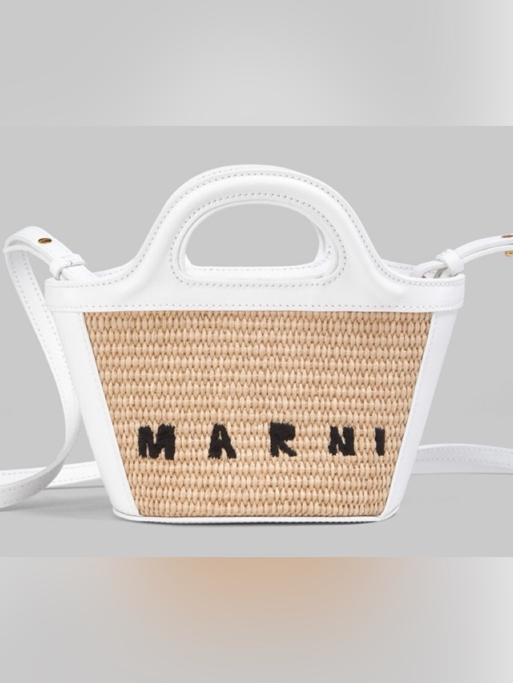 Marni White & Natural Raffia Micro Bag